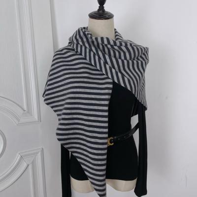 Knitted Shawl Wrap Scarf Striped Design Soft Imitation Wool Cashmere