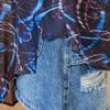 MAXZA Neon Pattern Sheer Tie Chiffon Blouse Ze10qb014nh