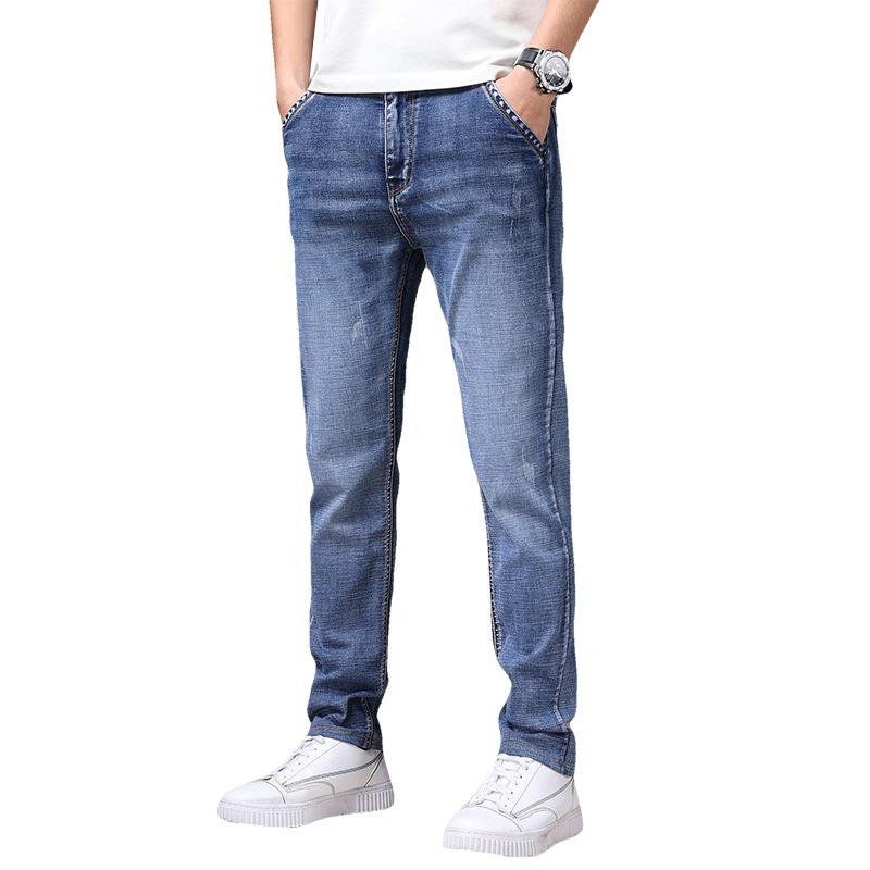 Men's Jeans Men's Spring and Autumn Section of The New Straight Slim Summer Trousers Trend Thin Section Trousers Male