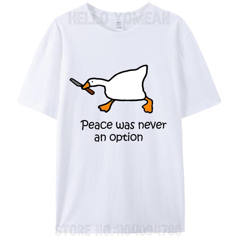 Peace Was Never An Option Cute Duck Lover Women Men's T-Shirt Clothing Cotton Round O-Neck Tees Shirts Tops Classic Gifts