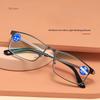 Stainless Steel Frame Anti Blue Light Presbyopic Glasses For Business, Middle-aged And Elderly High-end Men And Women +100 +400