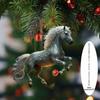 Exquisite  White Horse Acrylic Flat Hanging Ornament Home Decoration Backpack
