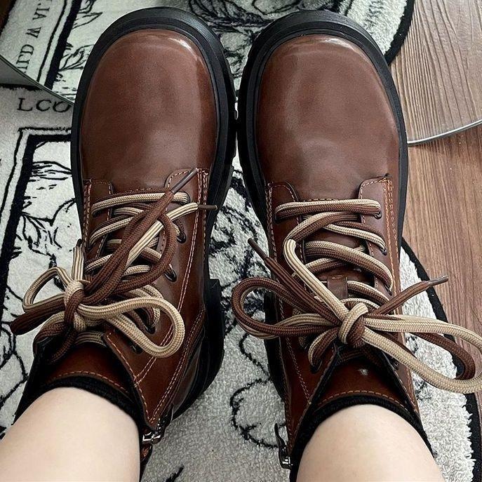 Brown British style small man thick-soled Martin boots women's autumn 2025 new popular lace-up retro short boots