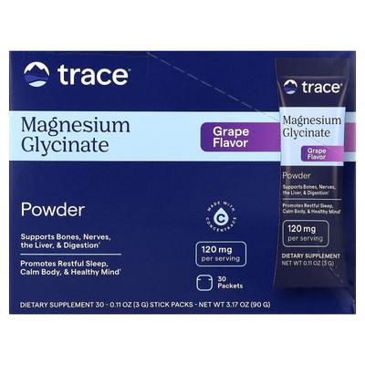 Trace, Magnesium Glycine Powder, Grape, 30 Packets, 3g (0.11oz) Each