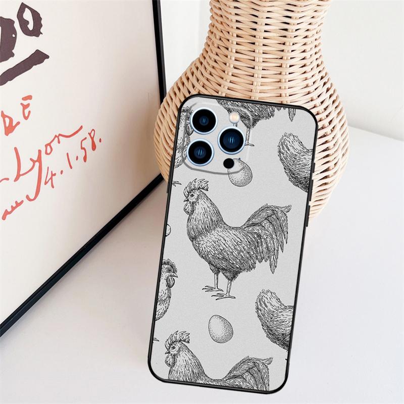 Chicken Pattern Case For iPhone 16 15 Pro 12 13 Mini 11 14 Pro Max XS X XR Plus Back Cover