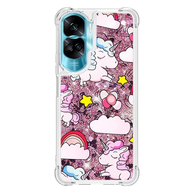 For Honor 90 Lite Case Cartoon Painted Pattern Quicksand Liquid Cover For Huawei Honor 90 Lite Honor90 90Lite Phone Case Fundas