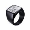 Mens Stamp Ring,Black Stainless Steel Letter Ring Chunky Ring,Rock Punk Jewelry Gift for Him