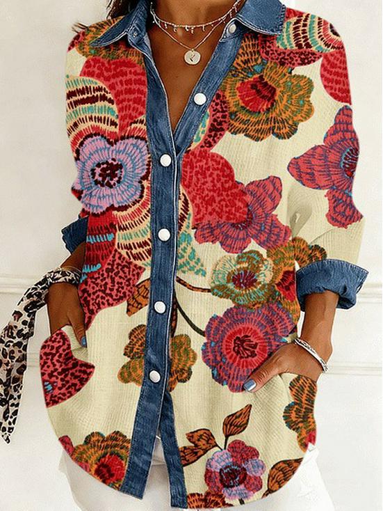 2026 European-American Patchwork Floral 3D Print Women's Spring Cardigan