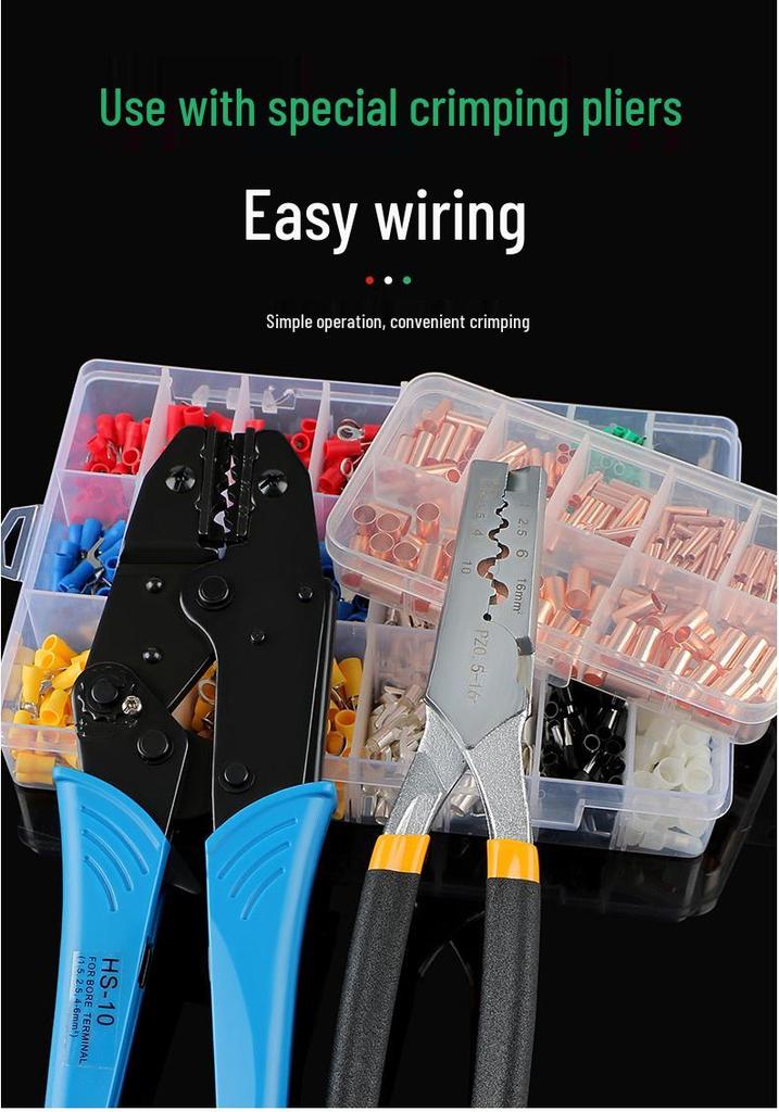 Tubular Needle Terminal Set: RV Crimp Pliers & SV/OT/UT Copper Lugs