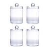 4pcs Canister Set Clear Storage Jar PS Plastic Round Bathroom Canister With Lid Clear Plastic Jar Bathroom Storage