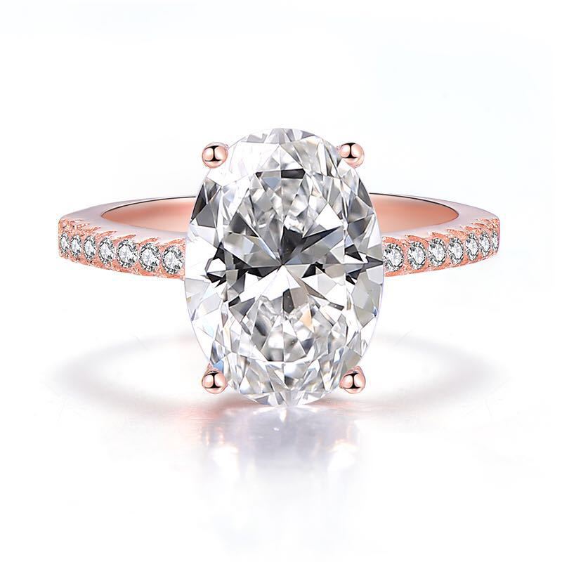 Gica Gema Oval Rings For Women Girl 925 Sterling Silver 9*13mm Rose Pink White Zircon Wedding Engagement Anniversary Jewerly Gift