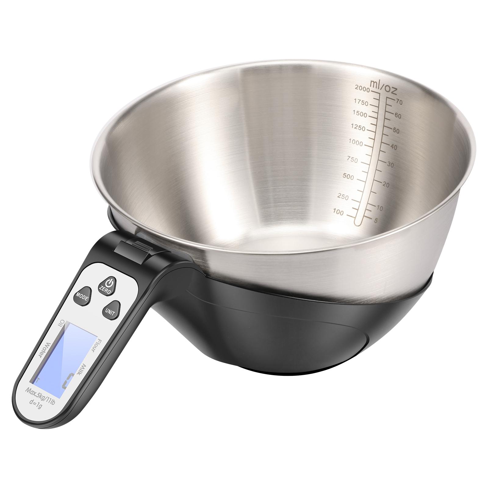 Digital Kitchens Scale with Bowl Weight Scale LED Screen Food Scale Kitchen Scale With Graduated Scale and Stainless Steel Bowl 5Kg светло-серый