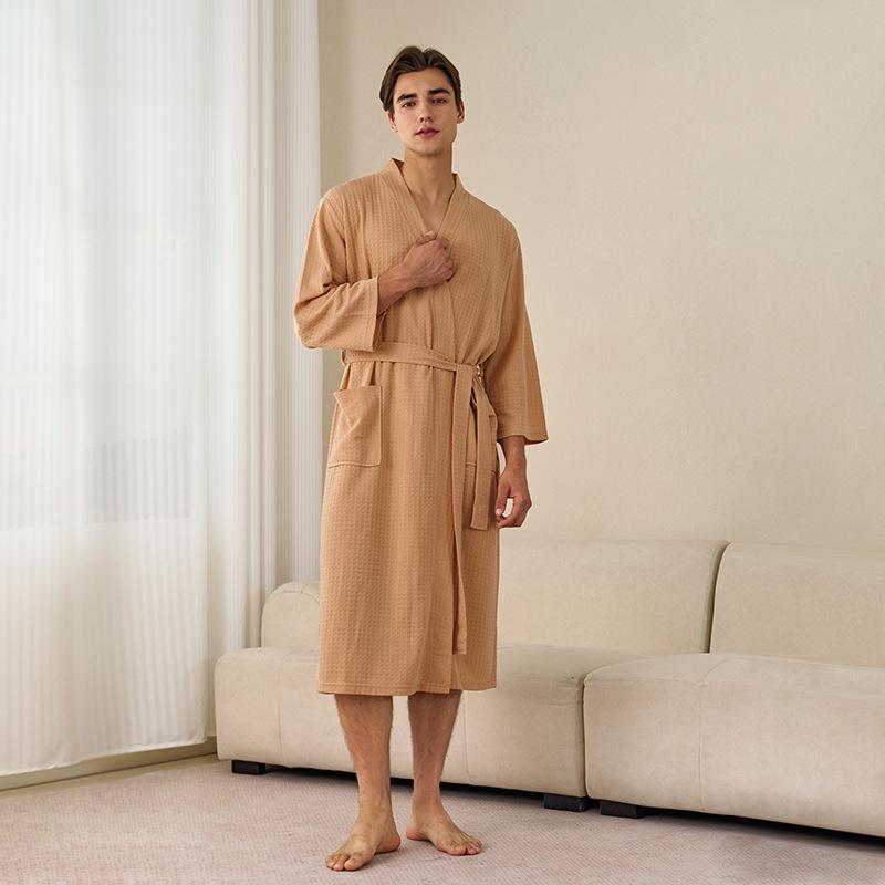

Men s Spring 3/4 Sleeve Bathrobe M хакі