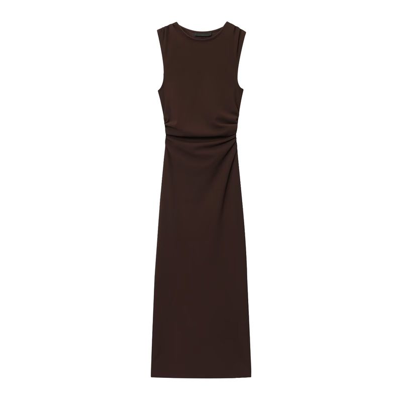 

Kaslead New Women clothes Western Style Fashion Back Split round Neck Sleeveless Dress 7484167 Image color L