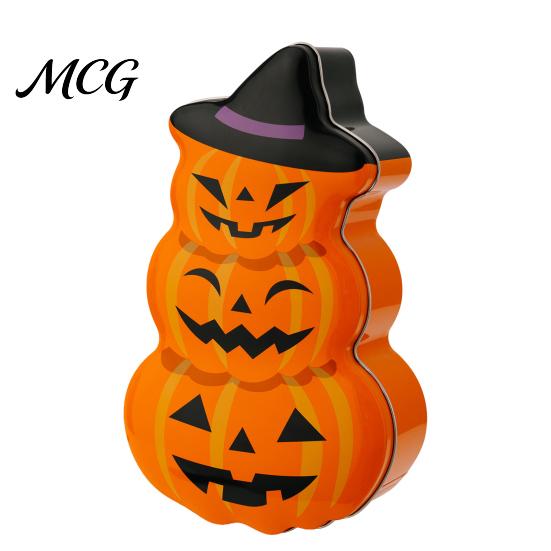 Candy Jar with Secure Lid Halloween Pumpkin Tin Box, Stacked Shaped Metal Treat Container Storage Lid, Orange Tinplate Case for Trick or Party Favors оранжевый