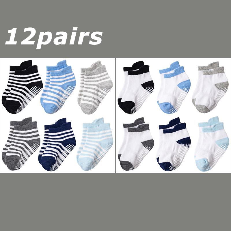 12 Paare/Los Babysocken Set Lässig Kleinkind Junge Mädchen Kleidung Accessoires 0 bis 5 Jahre Kinder Kurze Socken Rutschfest Atmungsaktiv Baby Sachen