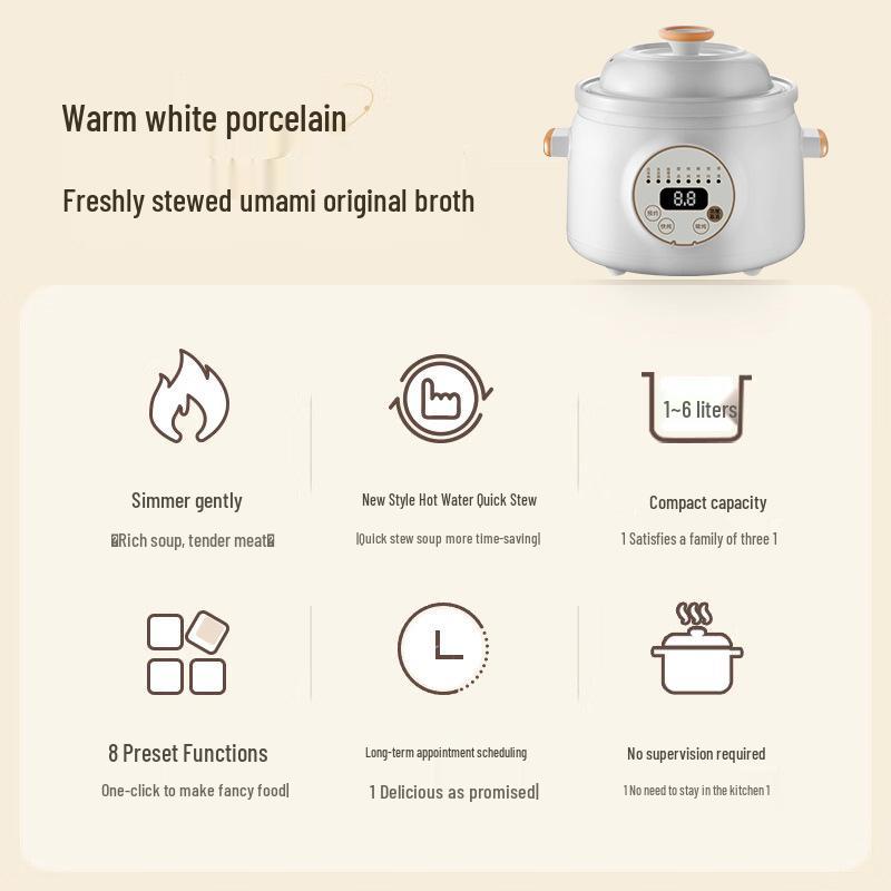 Porridge & Soup Stewing Electric Purple Clay Pot - Multifunctional Ceramic Health Cooker