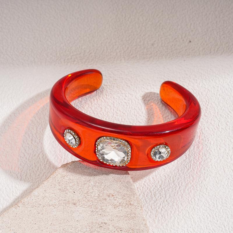1Pcs Personalized Colorful Clear Cuff Bangle Jewelry Sweet Geometric C-Shaped Resin Open Bracelet For Women