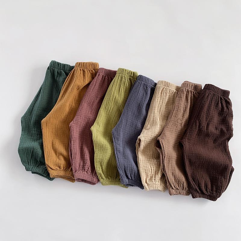 Double Layered Mosquito Repellent Pants for Children's Summer Vintage Pants Boys and Women's Korean Outerwear Pants