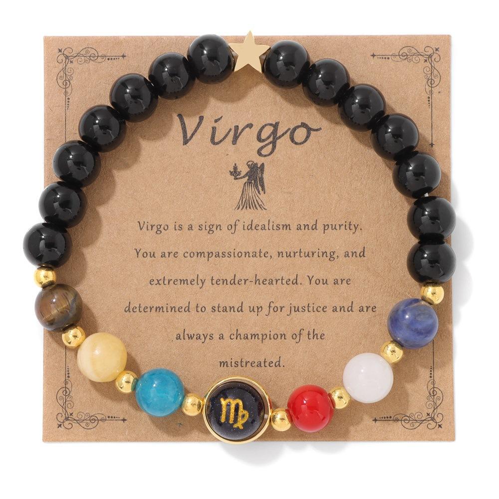 Zodiac Bracelet Bracelets Pisces Leo Virgo Colorful Stone African Beaded Bracelets Women Men Party Style Jewelry Gifts Bracelets