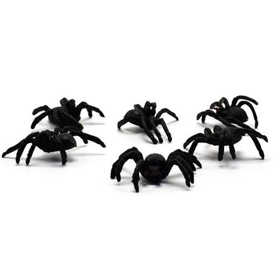 5Pcsflexible Plastic Simulation Spiders Black Joke Prank Toy Halloween Gifts