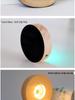 Round LED Night Light with Luminous Crystal Ball and Wooden Base for Bedroom