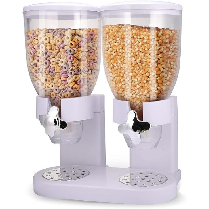 Двойной диспенсер для сухого корма и хлопьев, герметичный кухонный контейнер для хранения, двойной контейнер, двойной регулятор