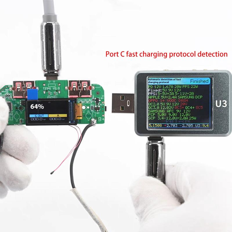 1Pcs Bidirectional Fast Charger Buck Converter Mobile Power Module Diy Power Motherboard With Display Type-C Usb 22.5W