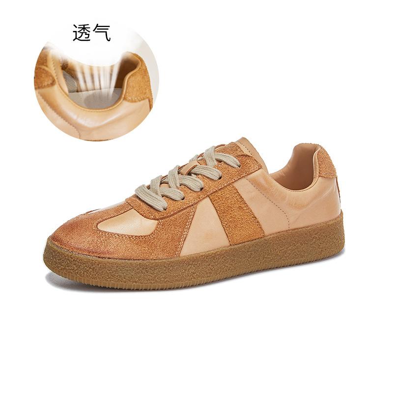 

Кожаные немецкие кроссовки женские 2025 весна новые женские спортивные туфли ретро плоские туфли Forrest Gump женские трендовые женские туфли 35 жёлтый