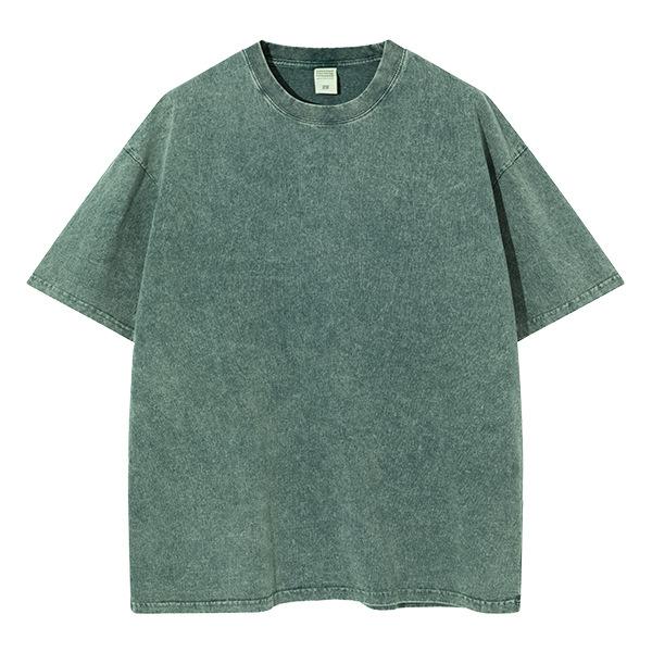 Sommer Herren Washed T-Shirts 230G Schwere Baumwolle Vintage Verwaschene Farbe Übergroß Unisex Basic T-Shirt Kurzarm Locker Workout Tops