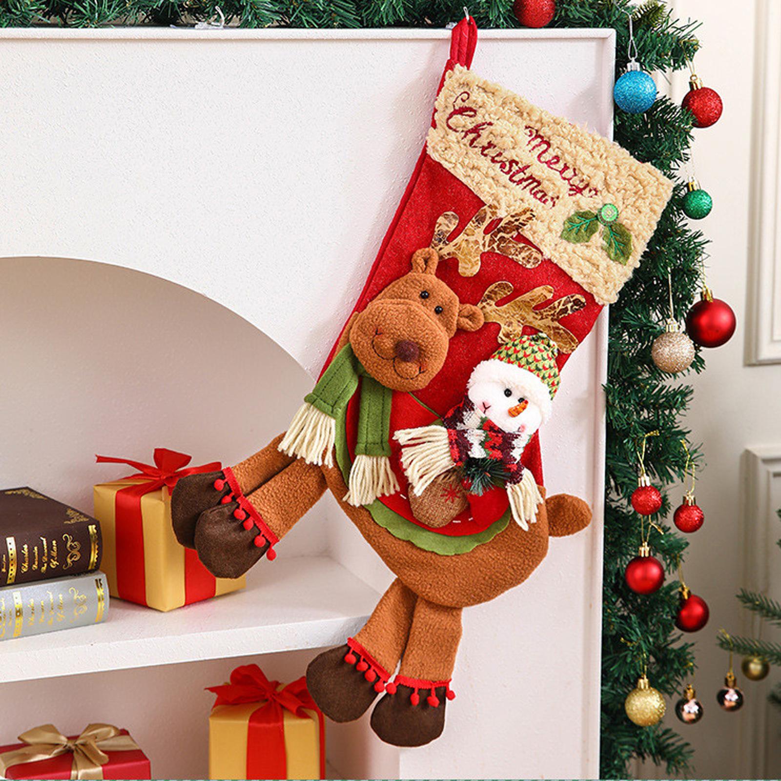 

Large Merry Christmas Sock Gift Bag Children s Kindergarten Santa Claus Cloth Bag Candy Apple Bag Decoration Snowman