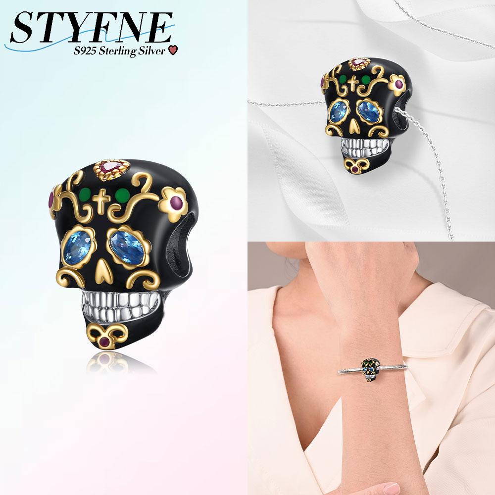 Copper Black Devil Skull Beads Rose Halloween Copper Charms For Original Bracelet Diy Charming Jewelry Gift For Women