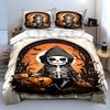 Halloween Skeleton Pumpkin Scene Bedding Duvet Cover Set Duvet Cover Pillowcases  (1*Duvet Cover 2*Pillowcases, without duvet insert)