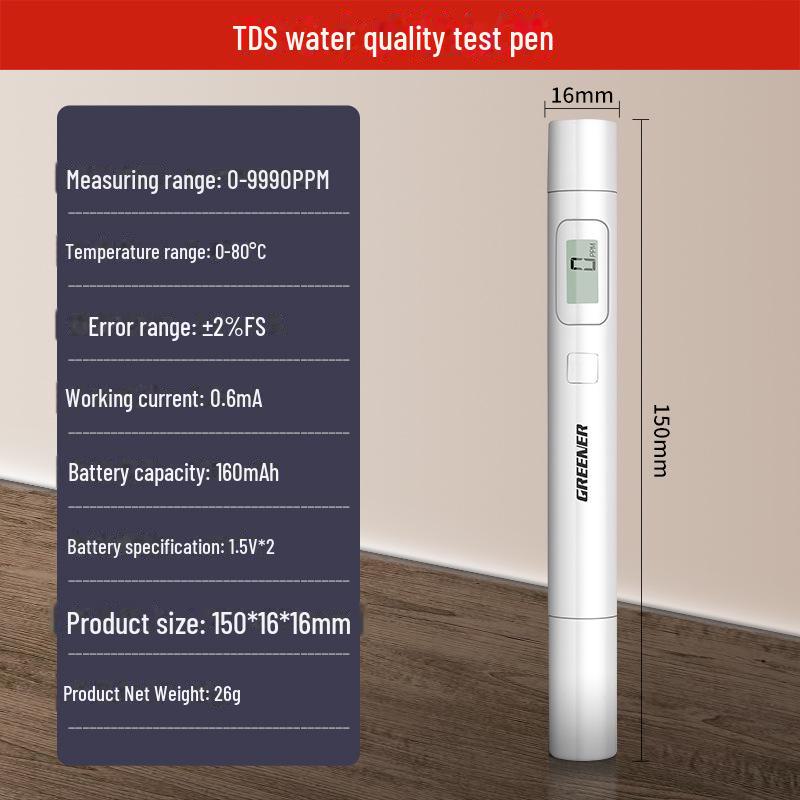 Green Forest High-Precision TDS Water Quality Test Pen for Tap Drinking Water
