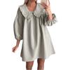 Women's Fashionable And Casual Puff Sleeve Lapel Doll Collar Loose Dress