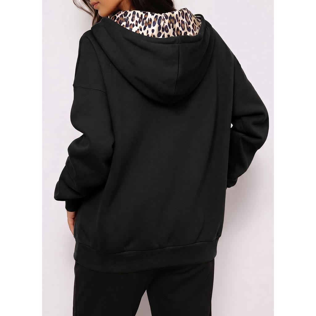 Damen-Hoodie mit halber Knopfleiste, Kordelzugkapuze und Tasche für den täglichen lässigen Look
