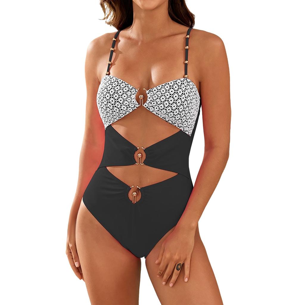 One Piece Swimsuit for Women Cut Out Design with Removable Padded Cups Adjustable Straps and No Underwire Swimwear