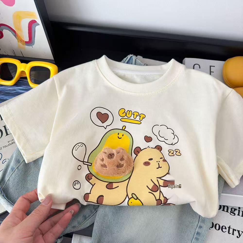 3D Cartoon Character Short Sleeve Cotton T-shirt for Kids 160 cm
