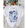 European Size Plus Size, Short Sleeve Seashell Print Crew Neck T-shirt, Summer & Spring Casual Top for Women