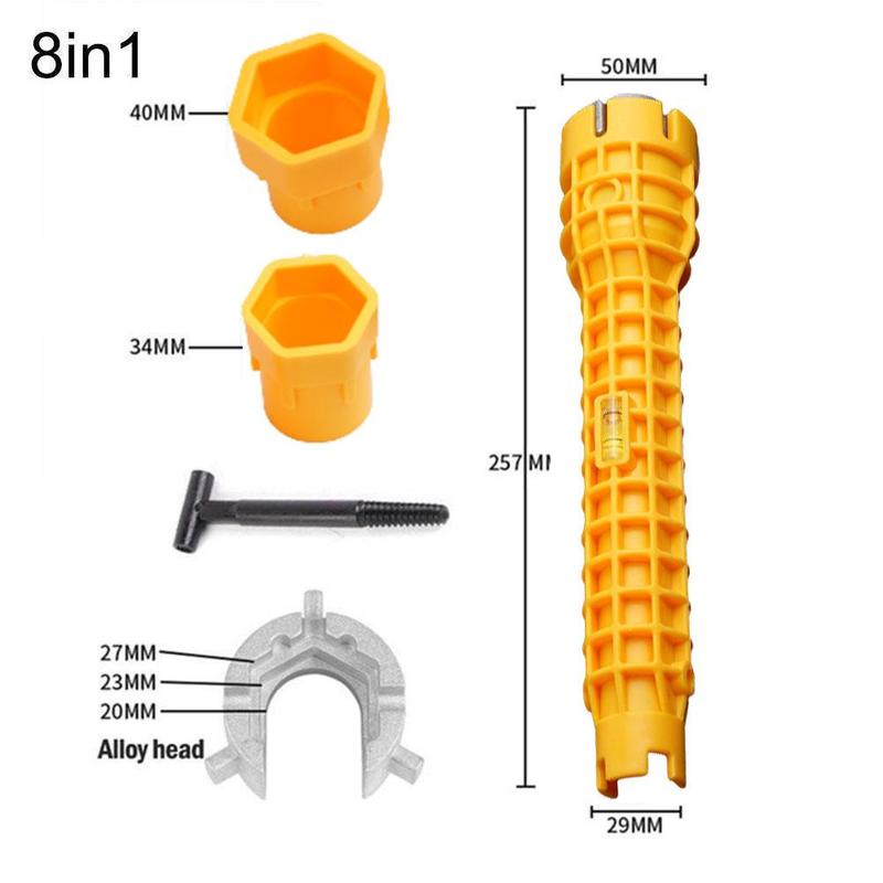 Plumber Tools 8 in 1 Multifunctional English Key Sink Faucet Key Wrench Set Kitchen Anti-slip Repair Pipe Multi Key Hand Tools
