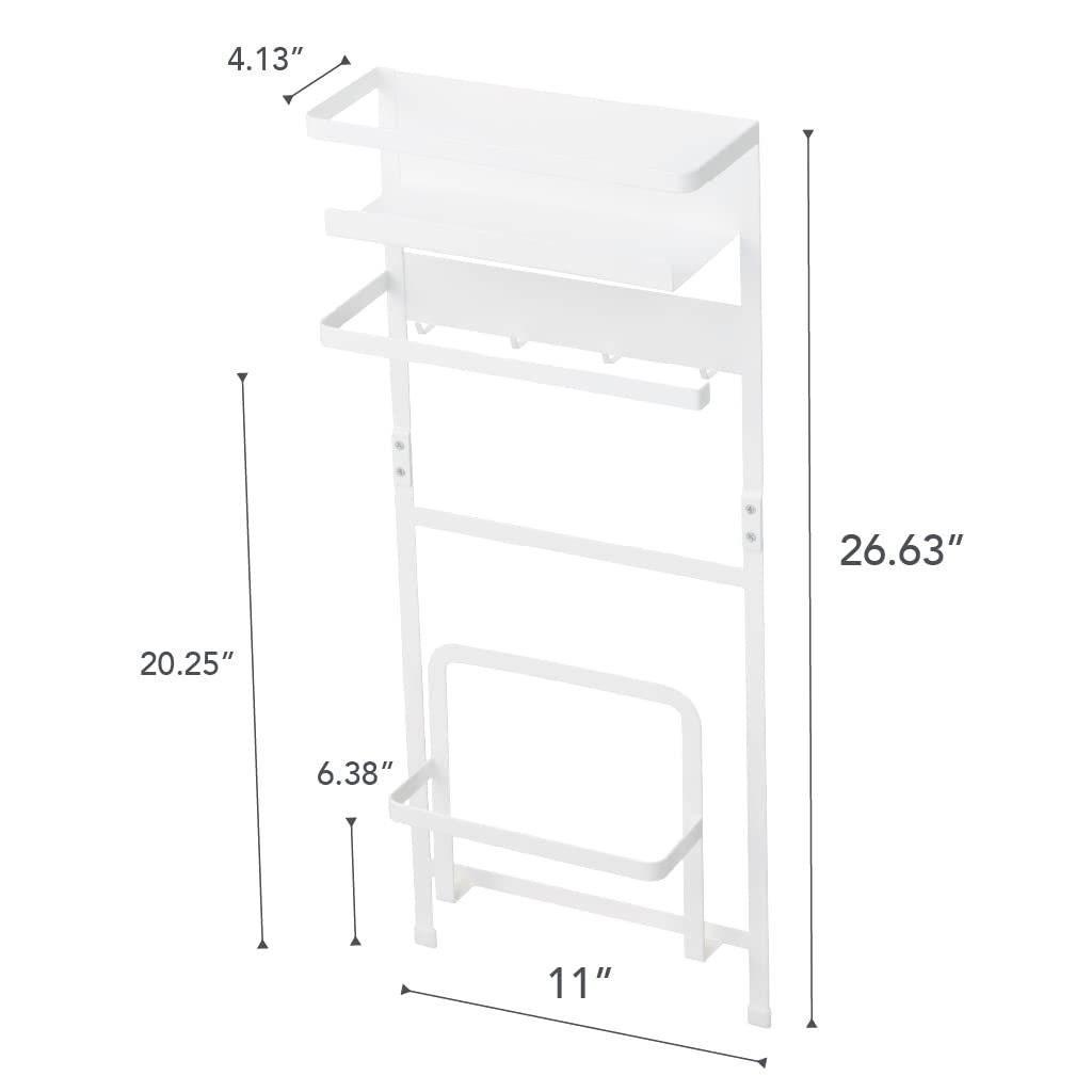 Yamazaki Washing Machine Side Magnetic Storage W28 x D11 x Plate Laundry Laundry 3309 (Yamazaki Industries) Rack, White, Approx. H67cm, Design, Rack,