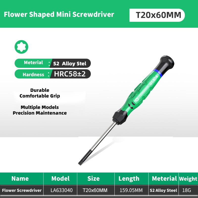 1pc Mini Torx Screwdriver featuring Magnetism S2 Alloy Steel Pozi Screwdrivers Flower Shaped Screwdriver T5-T20