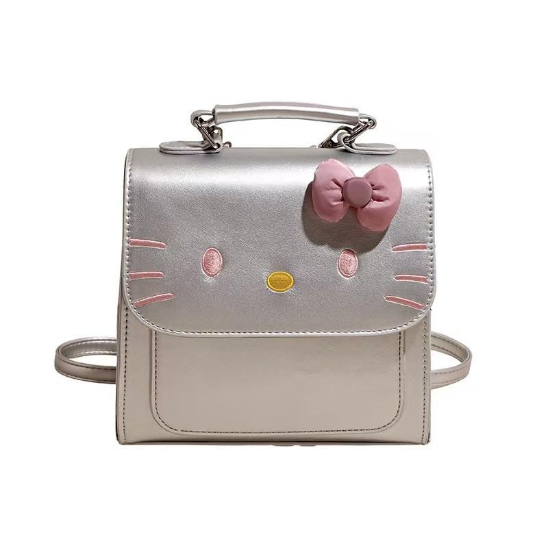 Hello Kitty Cartoon Backpack For Girls And Kids With Pu Material And Spacious Storage