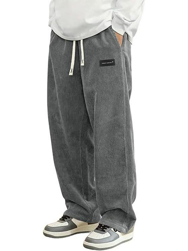 Men's Corduroy Casual Drawstring Wide-Leg Sports Pants
