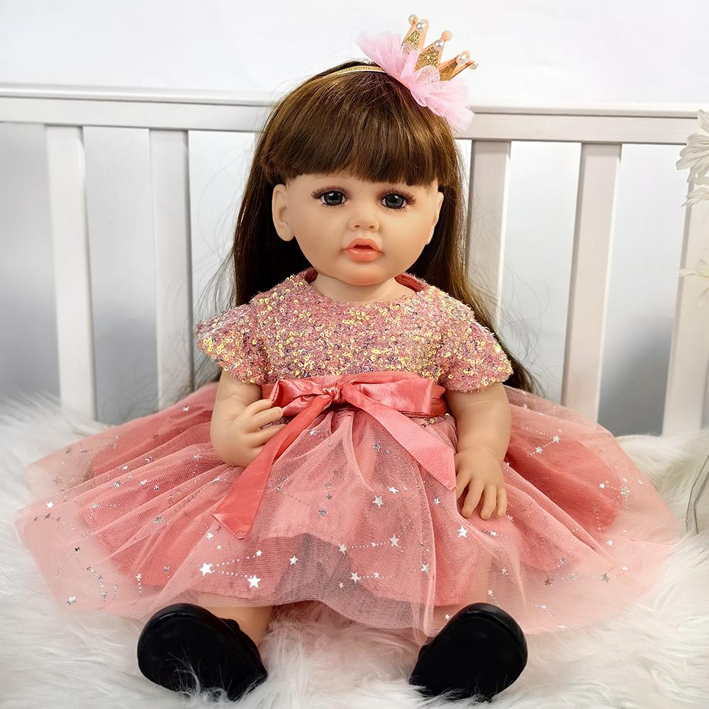 

НОВИЙ 55 см Reborn Boneca Silicone Full Body Baby Girl Reborn Doll Реалістична принцеса Подарунки до Дня захисту дітей Час спати Подруга KEIUMI Іграшка 55CM