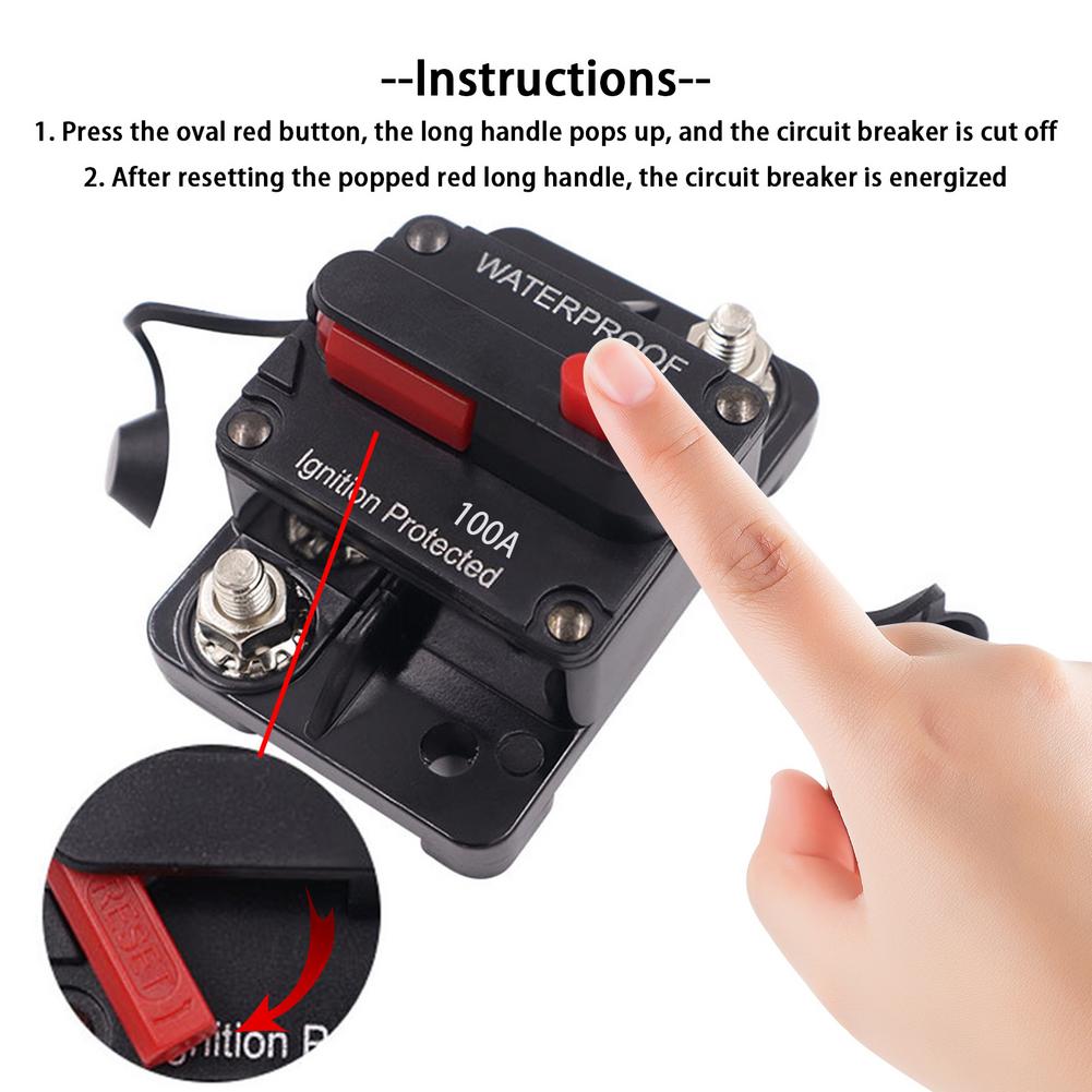 Wyłącznik Nadprądowy Bezpiecznikowy 100A 150A 200A 250A 300A AMP Skrzynka Resetowania 12-48V DC Samochodowy Łódź Auto Wodoodporny Ochronnik Akcesoria Samochodowe