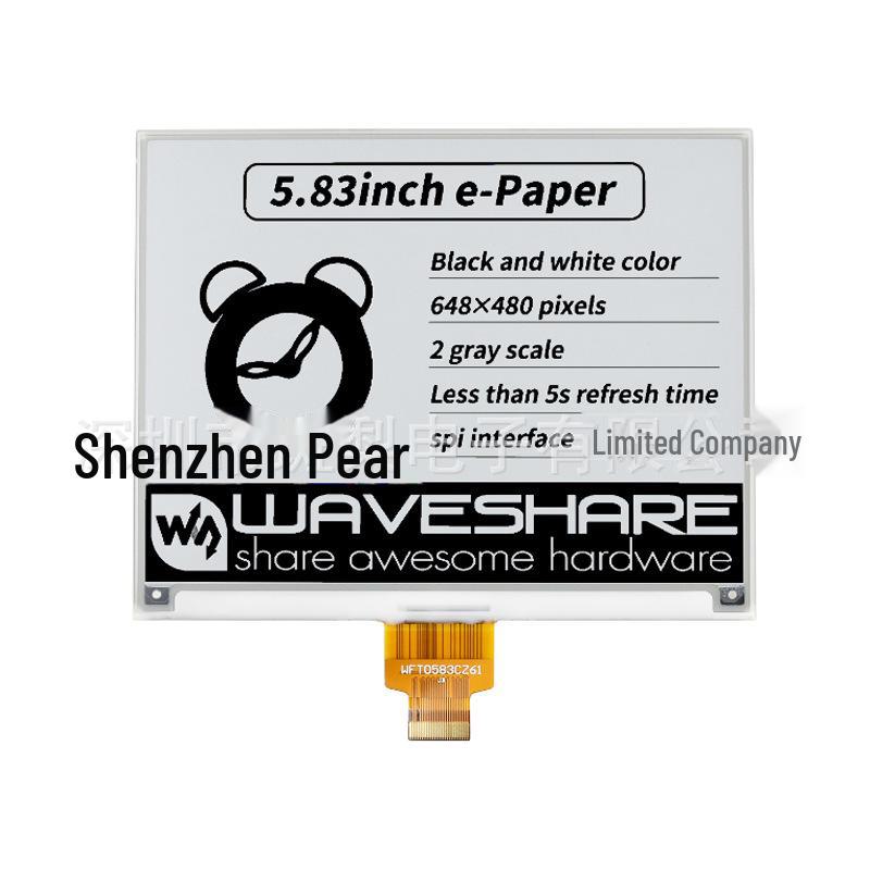 

5.83 E-Ink Display, 648x480 Resolution, SPI Interface 5.83 inch e-Paper