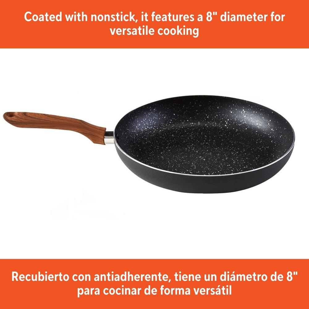 Nonstick Aluminum Fry Pan Wooden Handle Even Heat Distribution Lightweight Kitchen Essential Ideal Cooking Sautéing Pan Frying