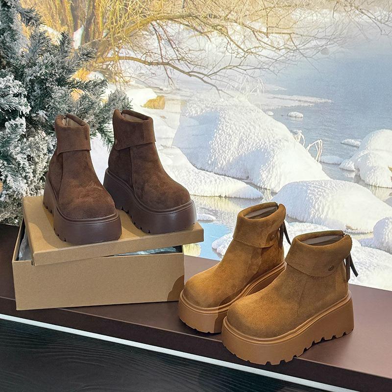 Plateau-Stiefel mit dicker Sohle Damen Herbst neue Mode vielseitige kurze Stiefel kleine Martin-Stiefel