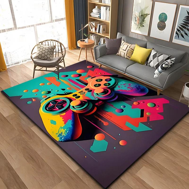 3D 80s Gamer Controller Area Rug Large,Carpet Rug for Living Room Bedroom Kitchen Decoration, carpets for bed room mat home